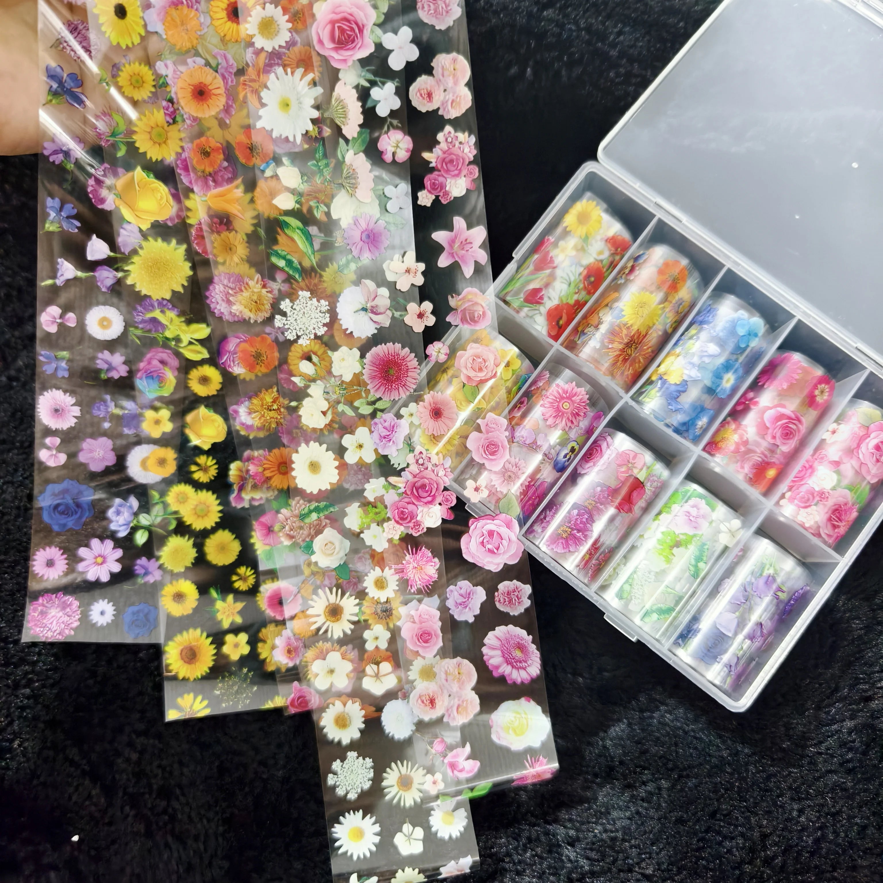10Rolls Halloween Flower Plaid Angel Marble Bow Nail Foils Transfer Paper Nail Art Stickers Decal Nails Decoration