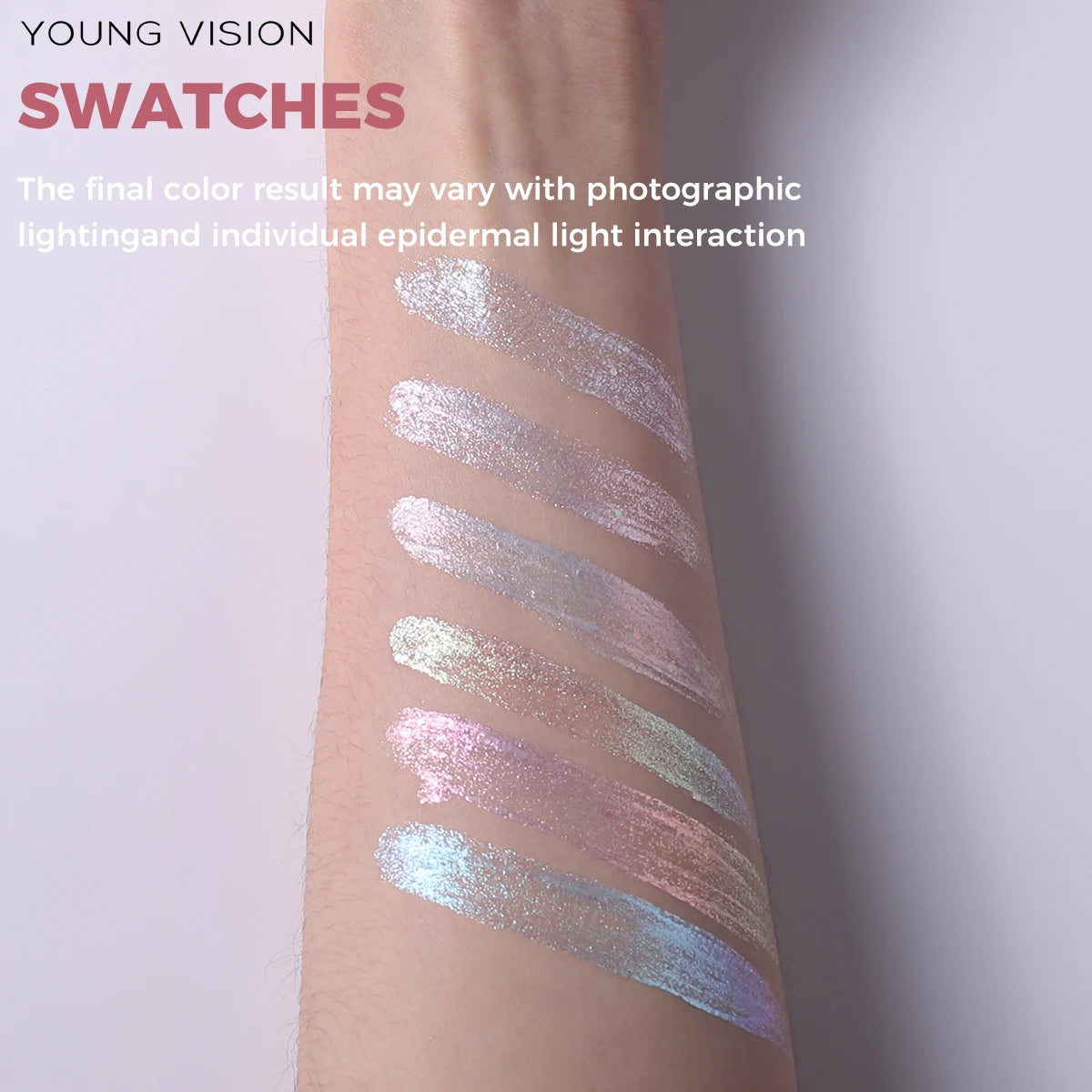 YOUNG VISION Liquid Glitter Highlighter - 6 Colors, Water-Based, Shimmer & Metallic, Long Lasting, Waterproof