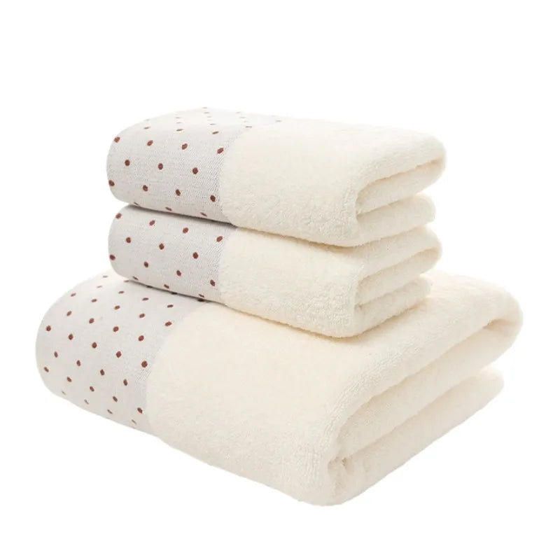 Set of 3 Cotton Bathroom Towels Sets 2pcs Hand Face Towel 35x75cm and 1pcs Big Bath Towels 70X140cm Washcloths Gift Towels