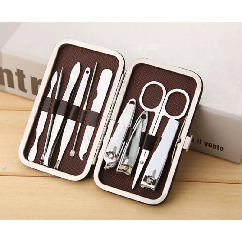 8-18 Pcs Manicure Set Nail Clippers Kit Professional Stainless Steel Nail Care Tools with Leather Travel Case For Man and Women
