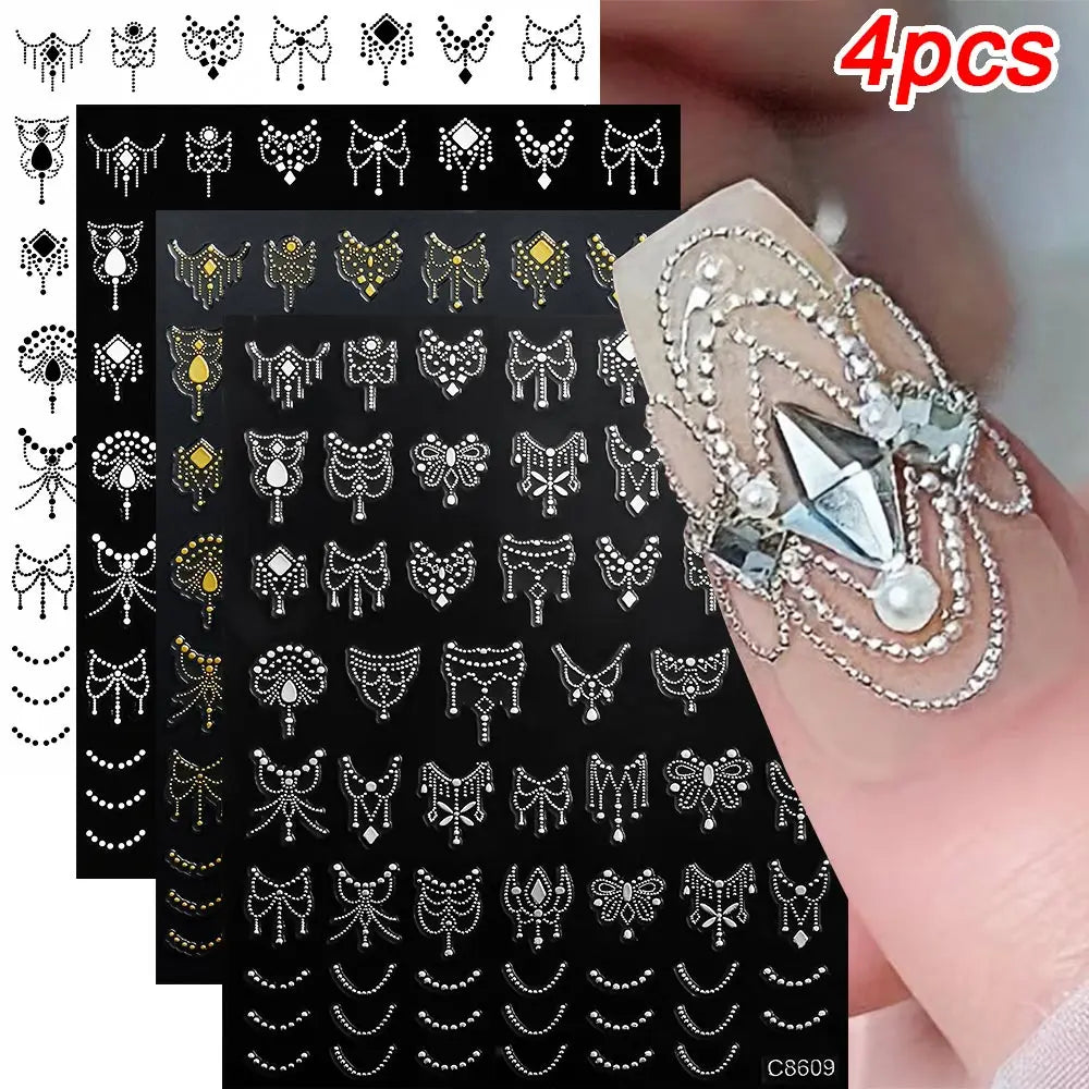 3D Gold/ Silver Star/Sun/Moon Bronzing Nail Art Sticker Laser Star Moon Styles Nail Decal Gold Silver Self-Adhesive Slider 1Pcs