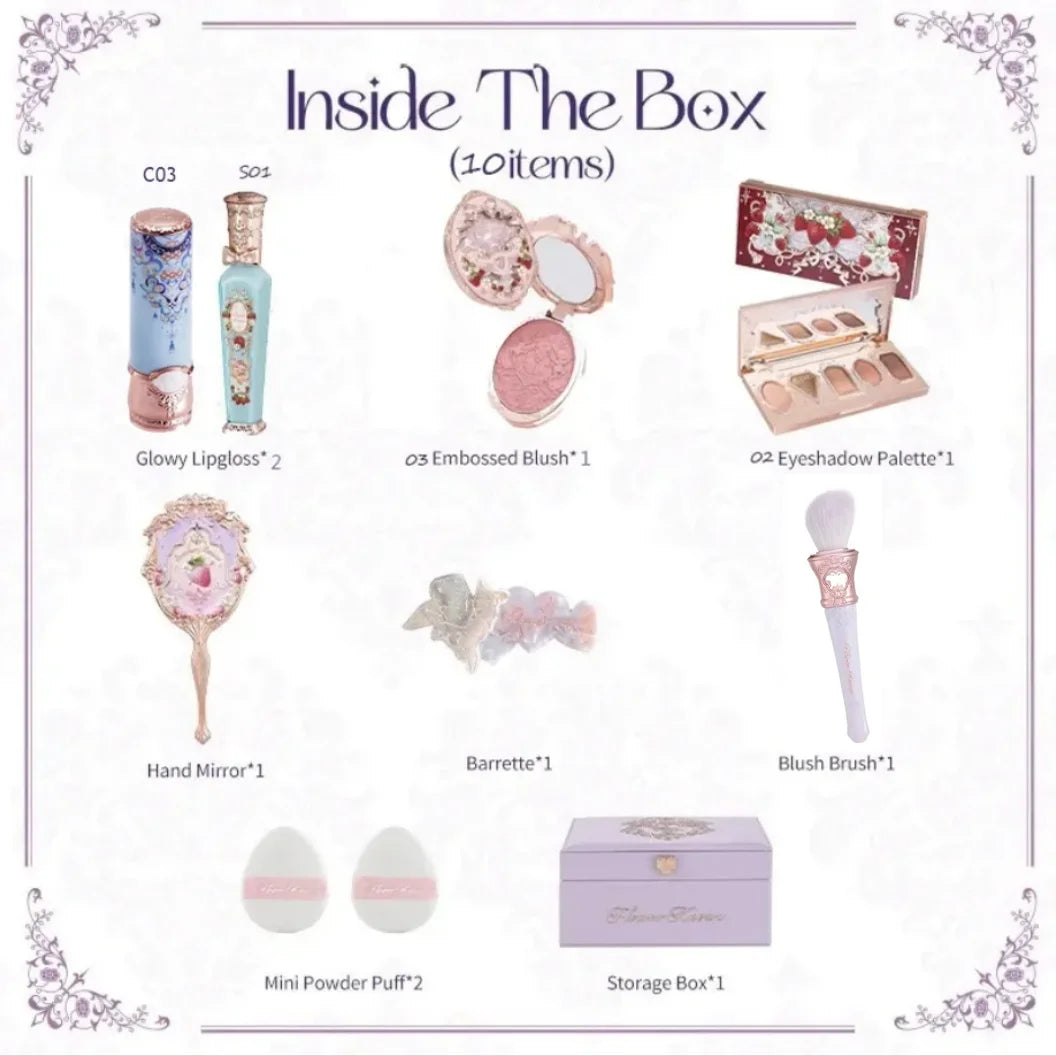 Flower Know Strawberry Rococo All-In One Gift Set Makeup Kit Full Professional Eyeshadow Blush Powder Lip Cream Flowerknows