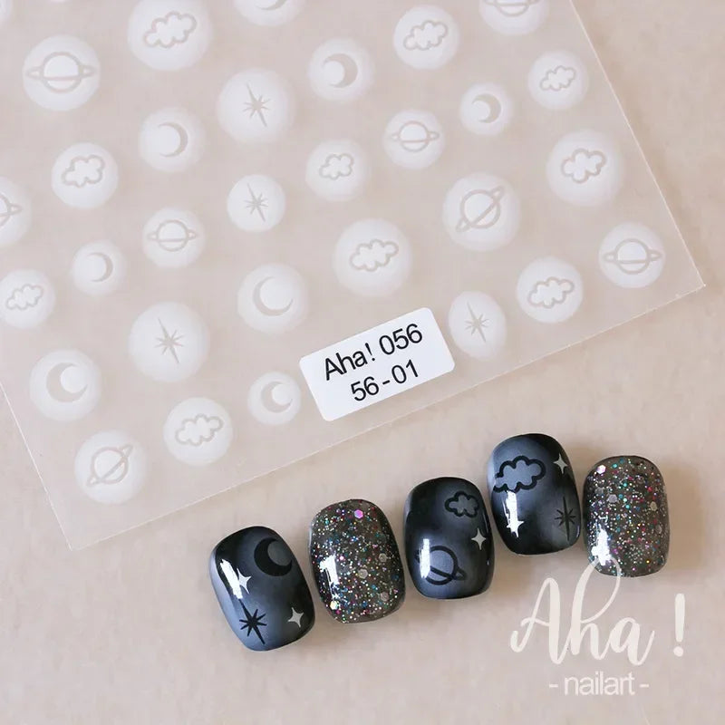 1sheet 3D Sweet Cherry Fruit Nail Art Stickers Summer Peach/Lemon/Star/Moon Nail Decals 8*10cm Adhesive Red Cherry Nail Decor