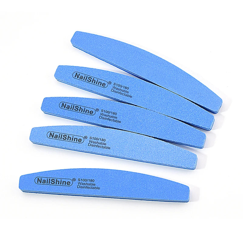 5Pcs Professional Nail File 100 180 Half Moon Sponge Polishing Sanding Buffer Manicure Products Tool Nail Equipment Lime a Ongle