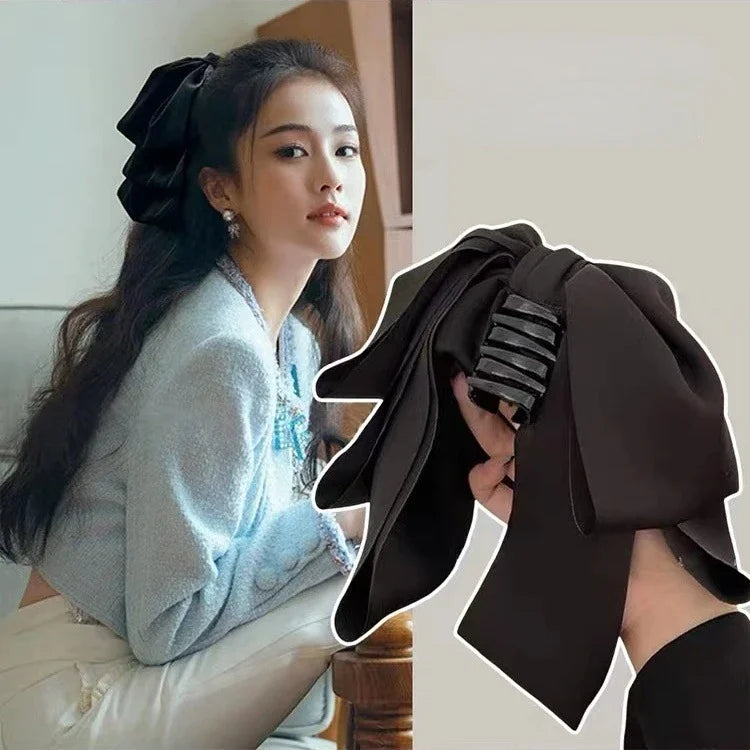 Hot Korean Big Size Bow Hair Clip Claw Clamp Women High Ponytail Barrettes Headwear Girls Women Hair Accessories