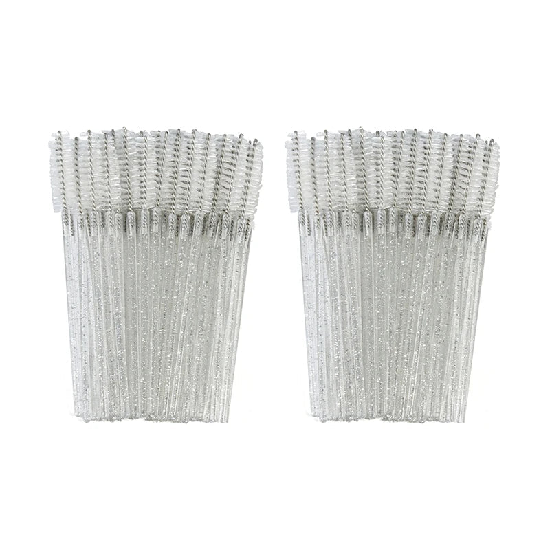 ANNAFRIS 50Pcs Disposable Eyelash Brush Soft Head Crystal Eyebrow Brush Lash Extension Brush Mascara Wand Makeup Tool