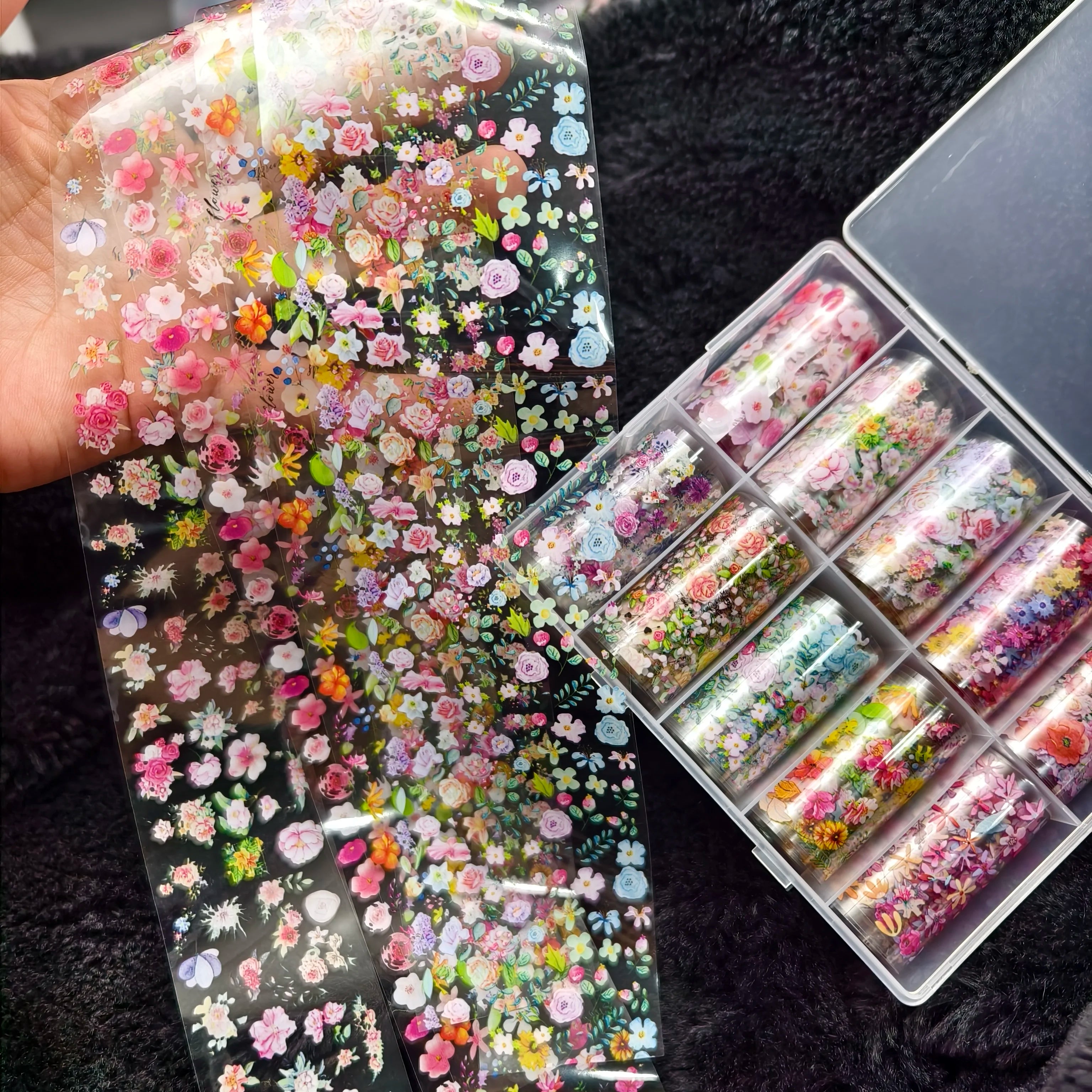 10Rolls Halloween Flower Plaid Angel Marble Bow Nail Foils Transfer Paper Nail Art Stickers Decal Nails Decoration