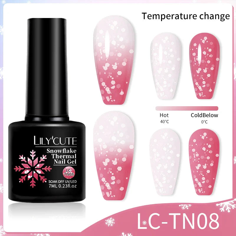 LILYCUTE Thermal Nail Gel Polish 3 Layers Temperature Shiny Color Changing Series Semi Permanent Soak Off UV Nail Gels Polish