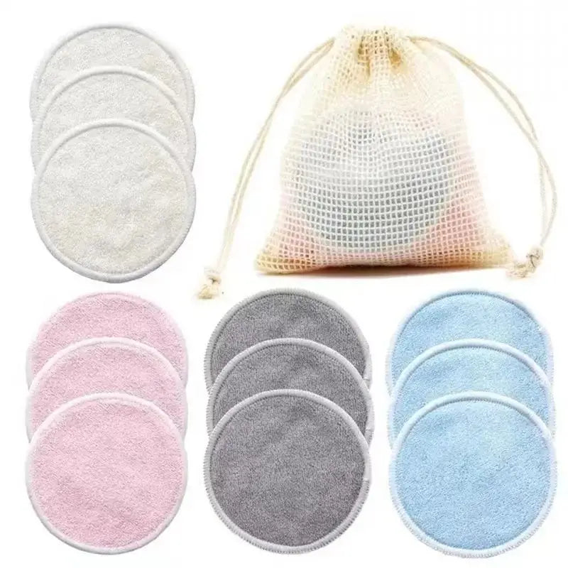 Makeup Remover Pads Reusable Bamboo Makeup Remover Pads 12pcs/Pack Microfiber Washable Rounds Cleansing Tools Make Up Removal