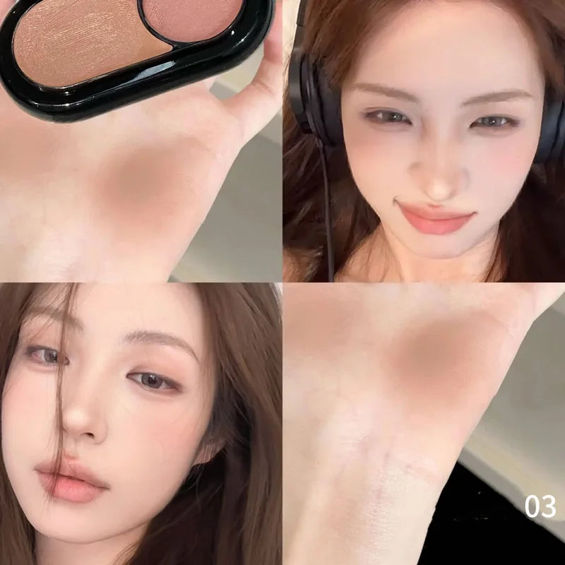 Herorange Crimson Shadow Dual-Color Multi-Use Cream Has a Fine Texture, Long-Lasting Color, Natural Nude Makeup, Pearlescent Matte Highlighter Blush Cosmetics