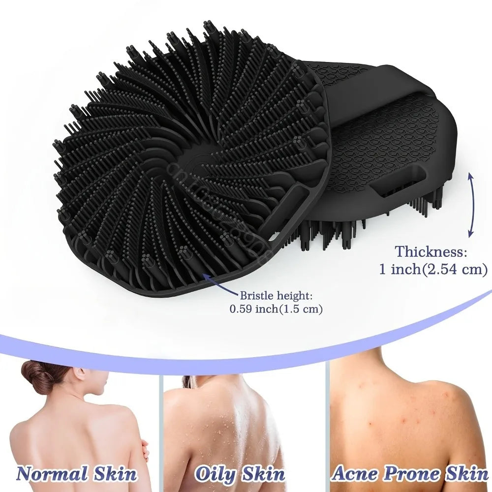 Bath Soft Silicone Back Brush Bath Shower Sponge Scrubbing Brush with Handle Exfoliating Scrub Skin Massager Exfoliating Brushes