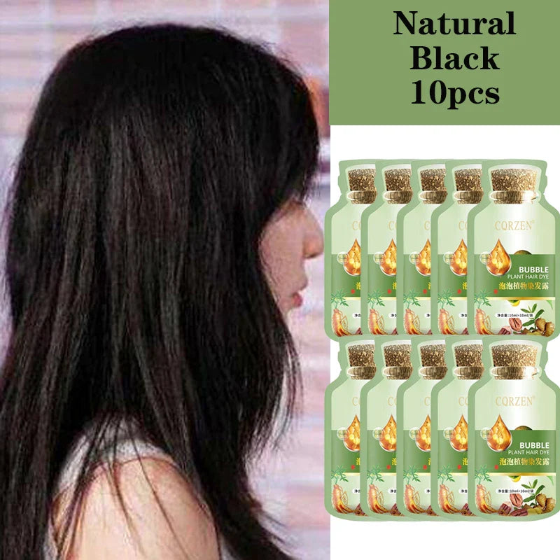Pure Natural Herbal Hair Dye Shampoo Change Hair Color Cover Gray Hair White Hair Treatment Bubble Plant Hair Dye Hair Care