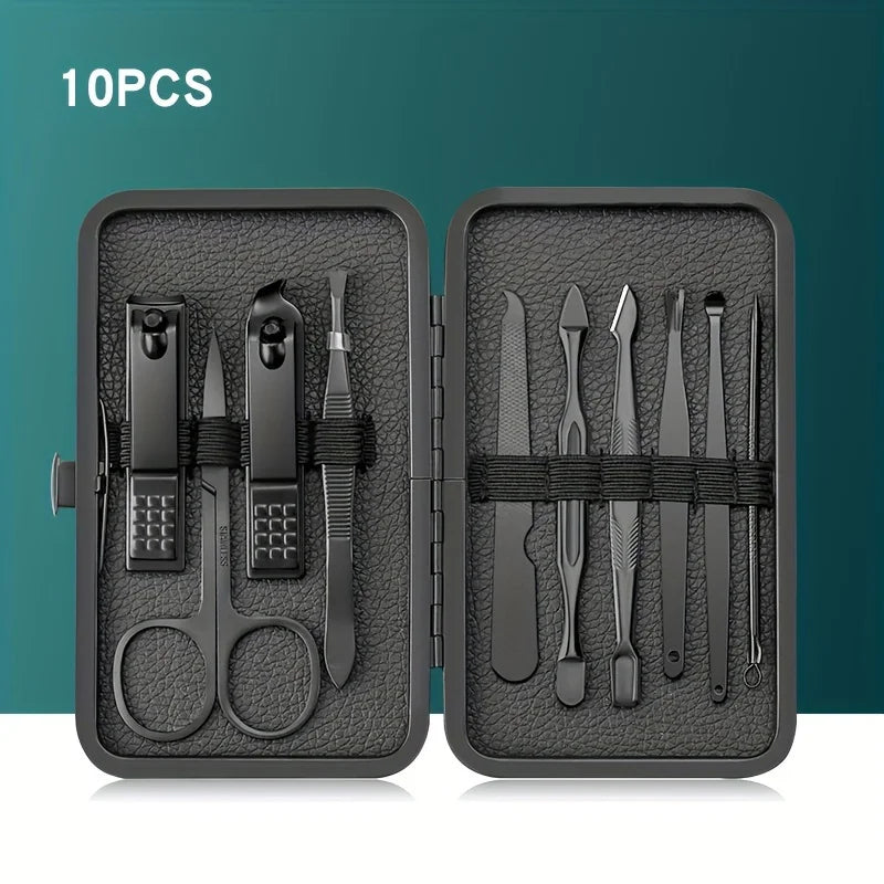 9-30pcs Set Professional Stainless Steel Manicure & Pedicure Kit Precision Nail Care with Travel Case with Nail Clipper Scissor