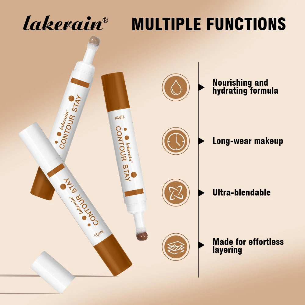 6-colors Moisturizing Liquid Contour Stay Cream Bronzer Waterproof Lightweight 3D Concealer Nourishing Face Contour Makeup