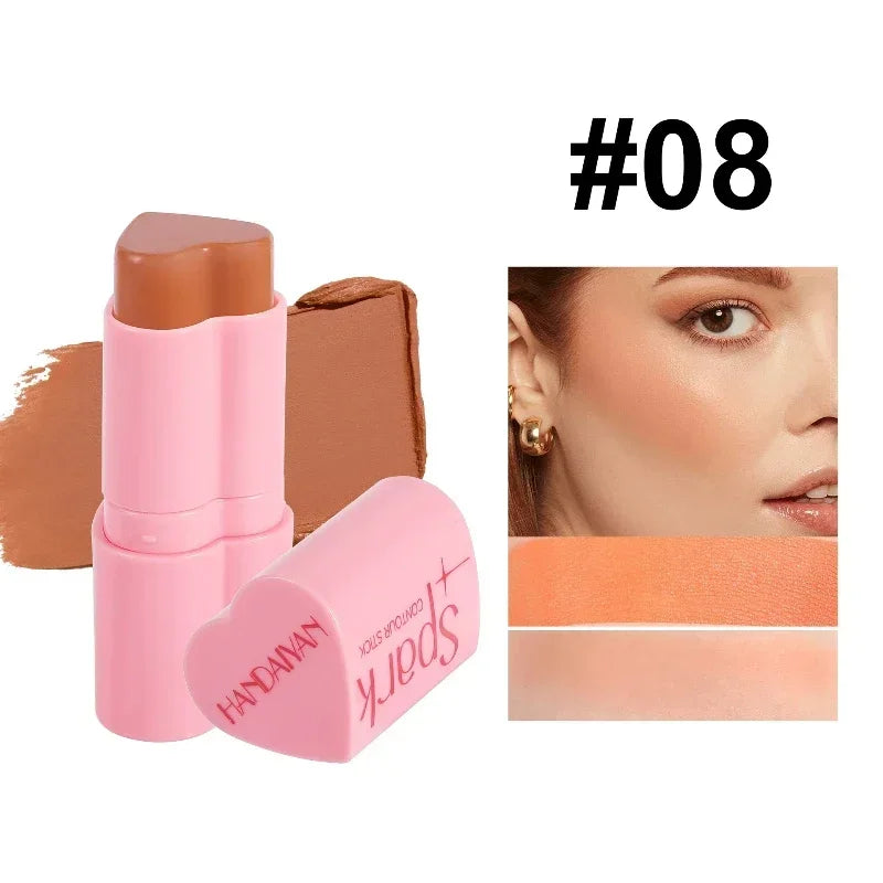Functional Blush Stick Waterproof Easy Color Face Rouge Blusher Cream Lasting High Color Rendering Brightening Skin Tone Make Up