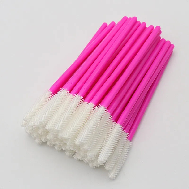 50pcs Silicone Eyelash Brush Mascara Wands Applicator Eyebrow Comb Rod Spoolies Brushes Lash Extension Supplies Makeup Tools