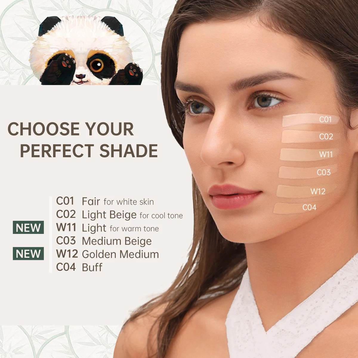 CATKIN Makeup Panda Land Full Coverage Cushion Foundation Breathable Hydrating Nourishing Poreless Foundation for Sensitive skin