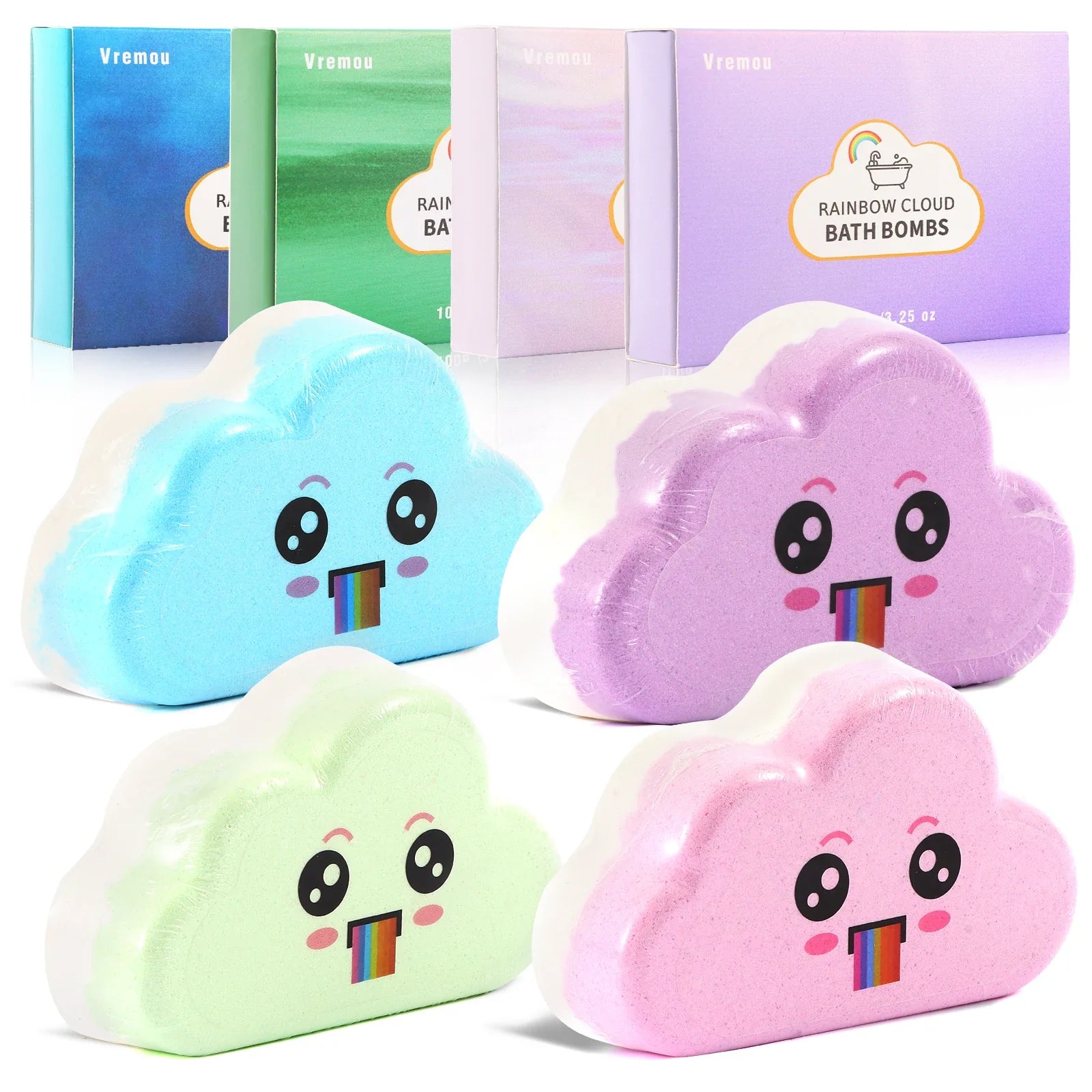 1Pcs/4Pcs Rainbow Bath Bombs Gift Set, Handmade Organic Bath Bombs for Kids Girls, Natural Kid Bubble Bath Fizzy