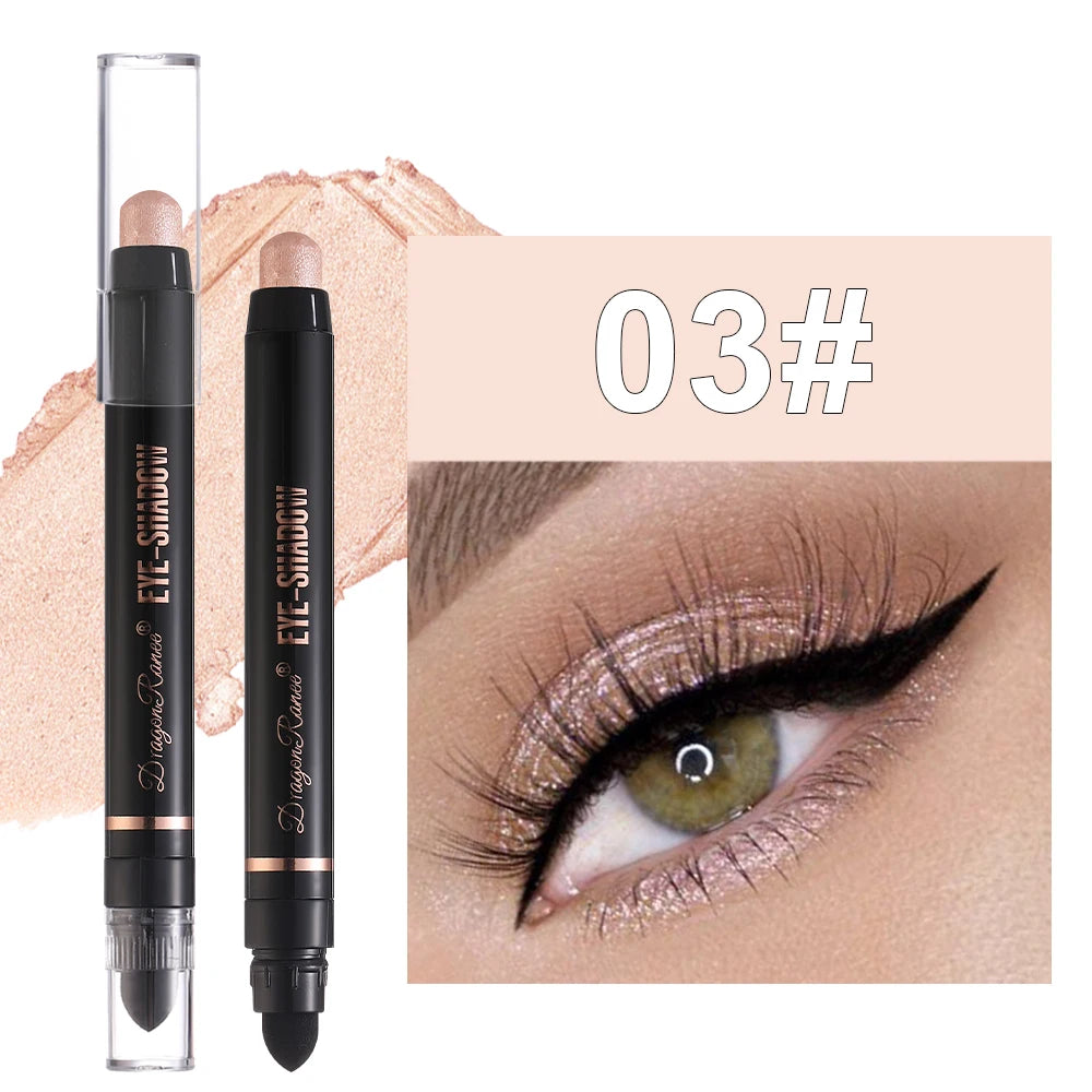 Double Head Pearlescent Eyeshadow Pencil Waterproof Glitter Metallic Blue Green Eye Shadow Makeup Pigment White Eyes Highlighter