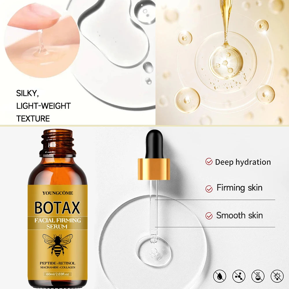 Bee Venom Facial Serum Face Essence Wrinkle Reduction Skin Tightening Natural Collagen Booster Hyaluronic Acid Essence 40/60ml