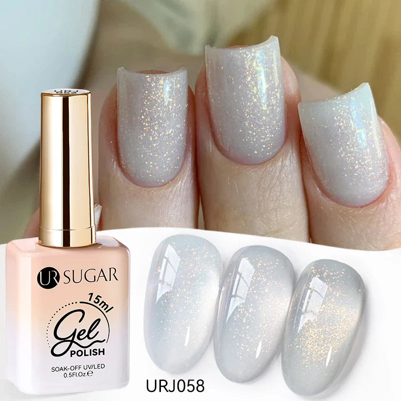 UR SUGAR 15ml Jelly Nude Gel Nail Polish Light Pink Translucent Color Soak Off UV LED Gel Varnish Nail Art DIY Fashion Manicure