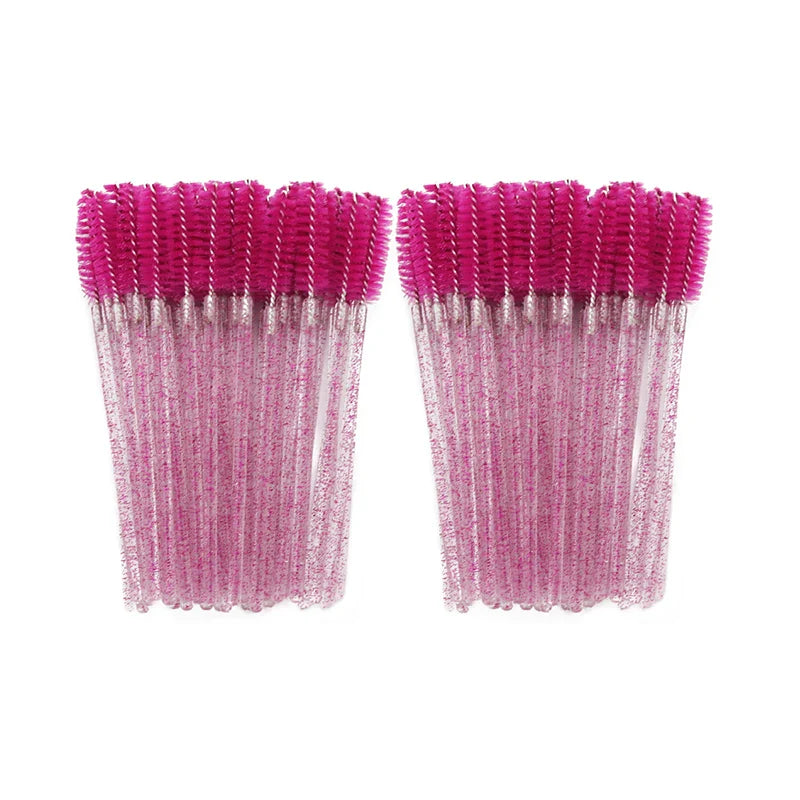 ANNAFRIS 50Pcs Disposable Eyelash Brush Soft Head Crystal Eyebrow Brush Lash Extension Brush Mascara Wand Makeup Tool