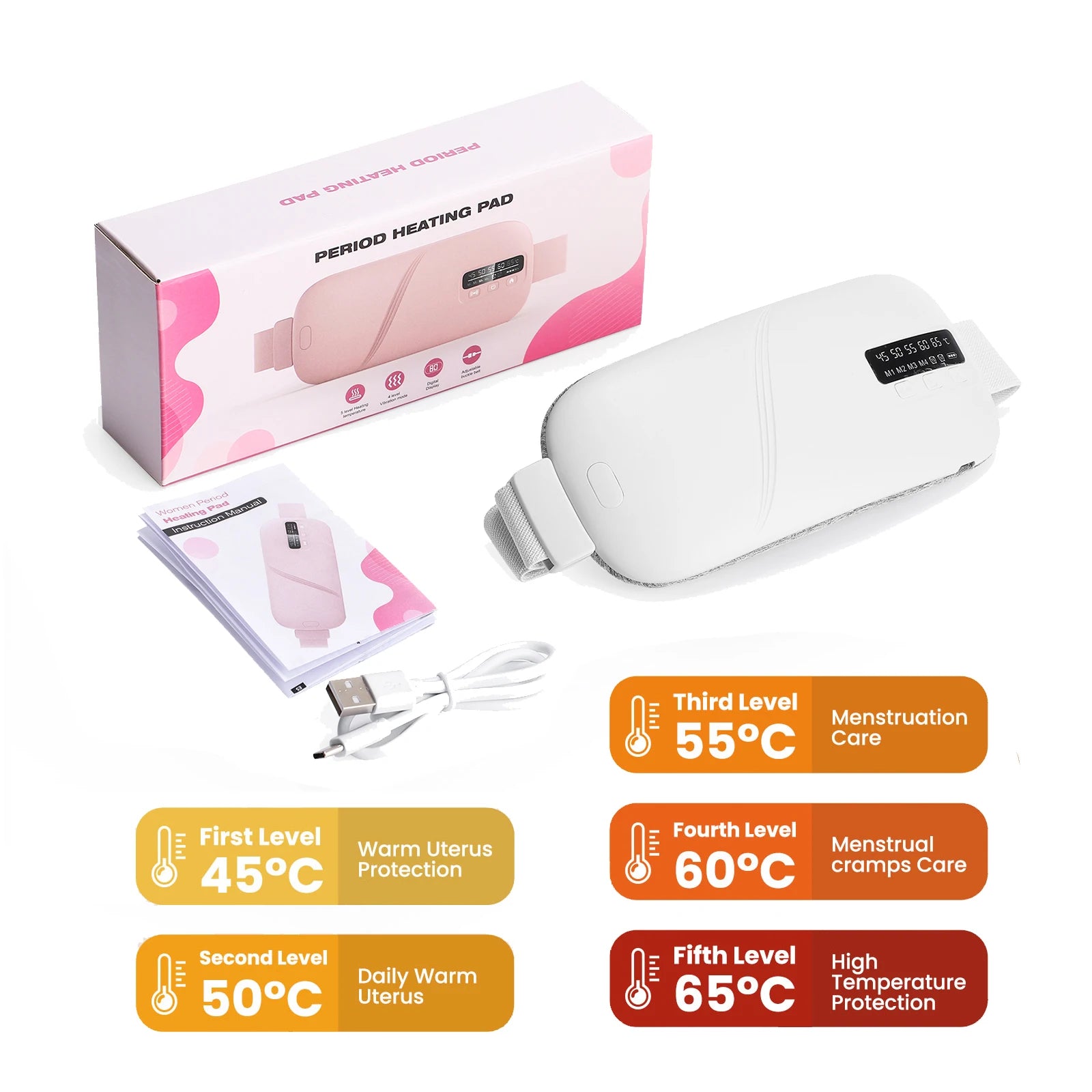 Heating Pad for Menstrual Cramps Vibration Electric Massager Abdominal Period Warm Palace Belt Uterine Warming for Women