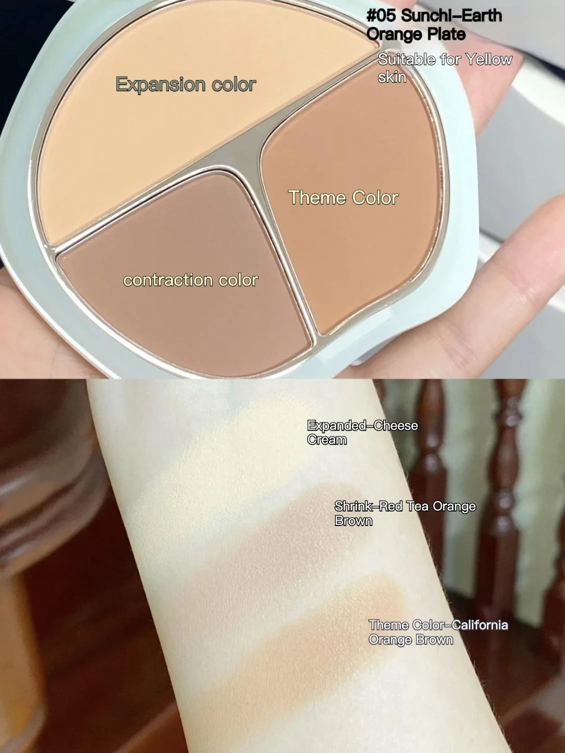 TIMAGE 3 Color Blusher Matte Powder Cheek Blush Natural Brightening Rouge Plate Expansion Color Milk Tea