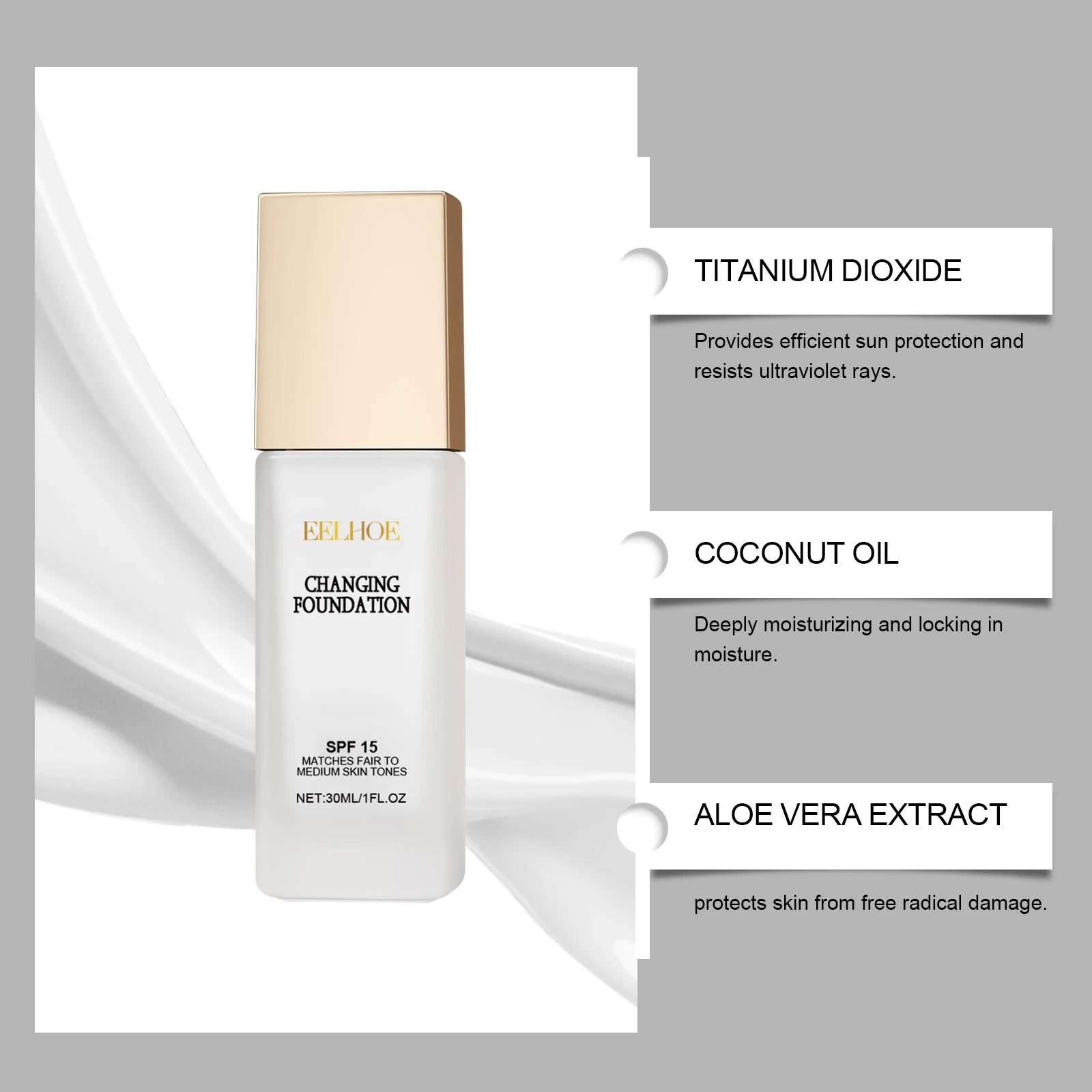 Liquid Foundation Naturally Covers Flaws Full Coverage Matte Moisturizer Oil-control Sunscreen Spf 15 Waterproof Sweat-resistant