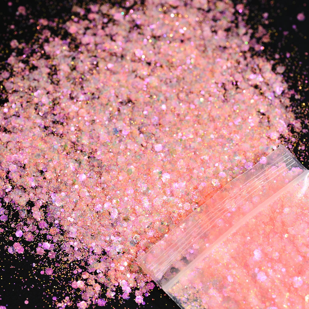 10g Pink Love Heart Nail Sequins Holographics Glitter Sequins Nail Art Decoration Mixed Size Ultrathin Flakes Manicure Sequins