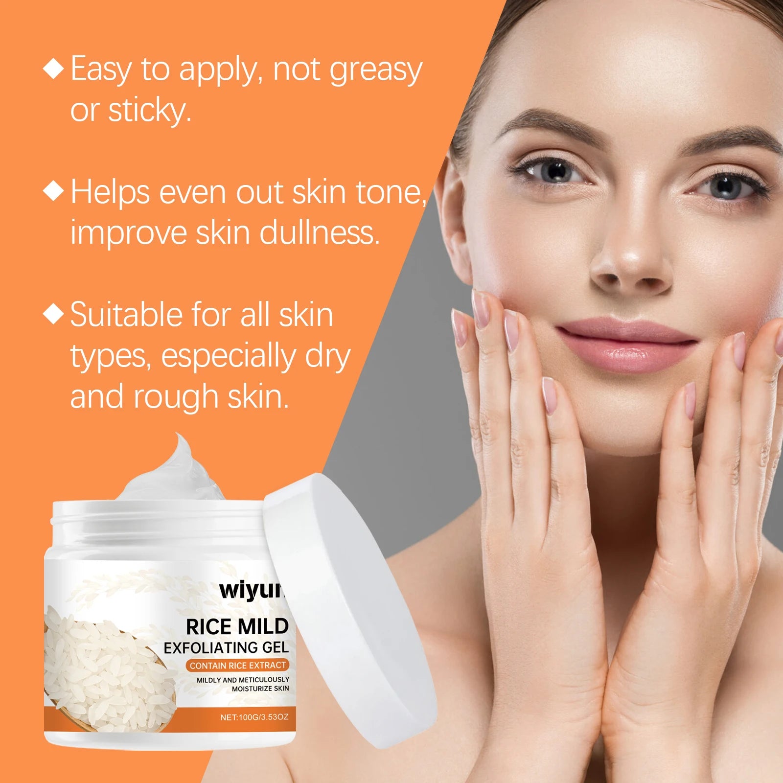 Rice Exfoliating Gel Face Oil Control Purifying Face Pores Shrinking Brighten Moisturizing Facial Scrub Product Improve Skin