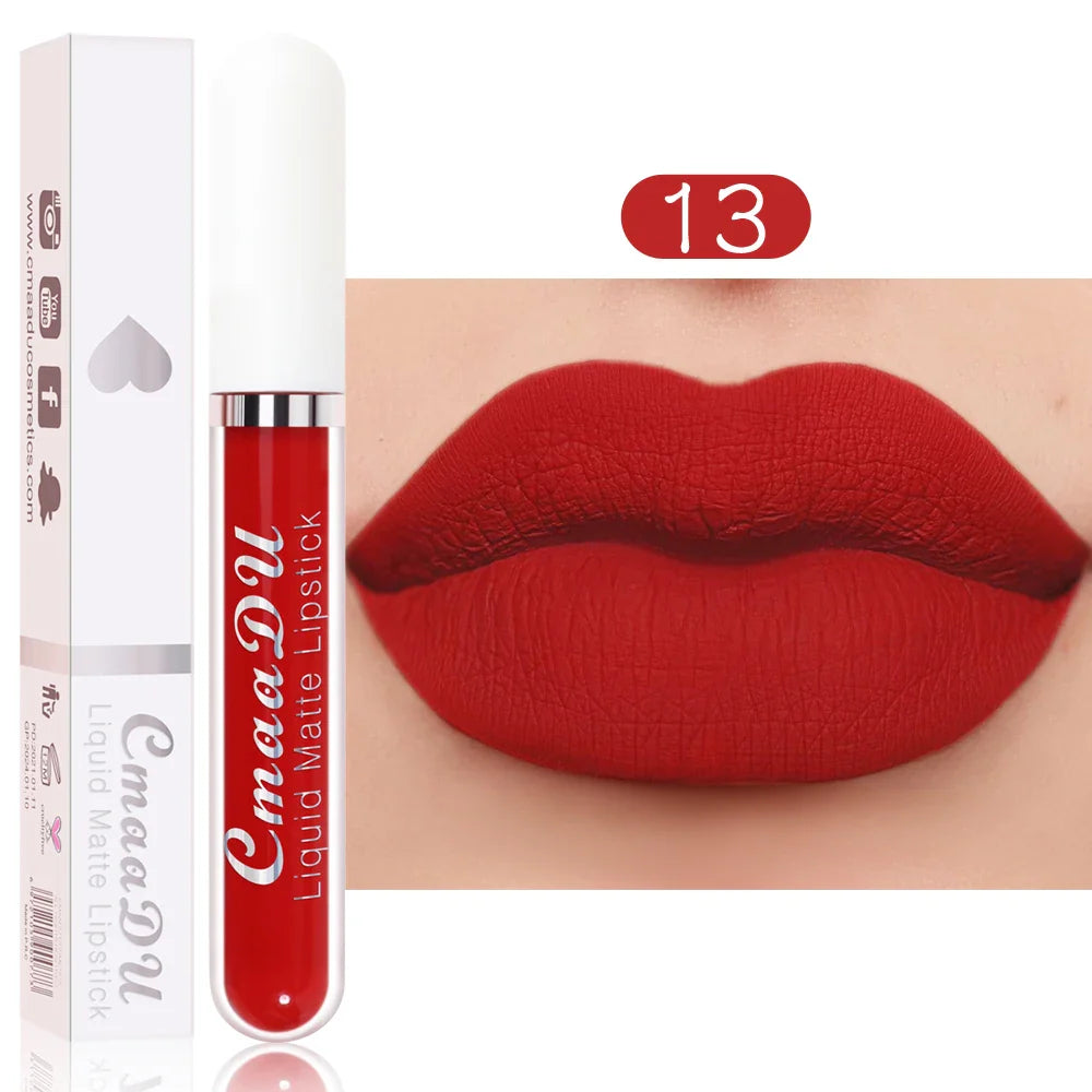 CmaaDu 1 Pcs Matte Lip Gloss Liquid Lipstick- Lip Stains with Long-Lasting Waterproof, Adult Age Range, Red Tones Easy to Color