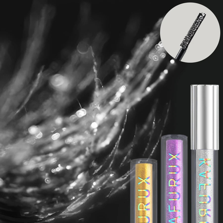 1pc Diamond Shine Waterproof Volume Curl Mascara Glitter Snow Effect,Smudge-proof Eye Makeup for All Skin Types Women Cosmetics