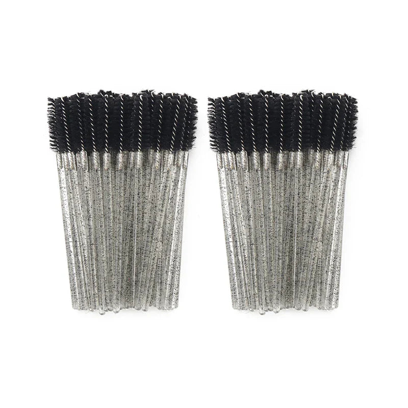 ANNAFRIS 50Pcs Disposable Eyelash Brush Soft Head Crystal Eyebrow Brush Lash Extension Brush Mascara Wand Makeup Tool