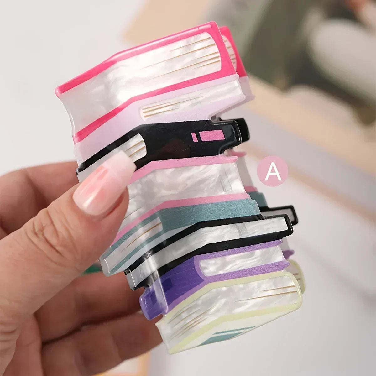 Muweordy New Creative Rainbow Books Hair Claw Funny Book Crab Hair Clip Teacher's Gift Shark Clip Hair Accessories for Woman