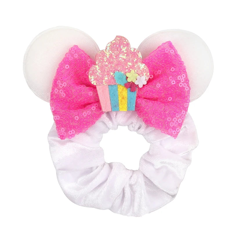 Women Ears Hair Scrunchies Velvet Hairbands For Girls Sequins Bows Headband Women Trip DIY Accessories Mouse Party Decor