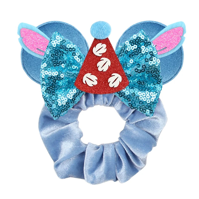 Women Ears Hair Scrunchies Velvet Hairbands For Girls Sequins Bows Headband Women Trip DIY Accessories Mouse Party Decor