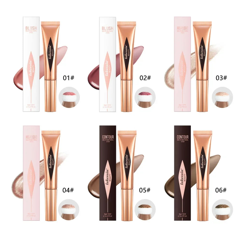 Multifunctional Makeup Pen Liquid Blush Bronzer Contouring Highlighter Pearlescent Fine Flash Sponge Tip Beauty Cosmetics Stick