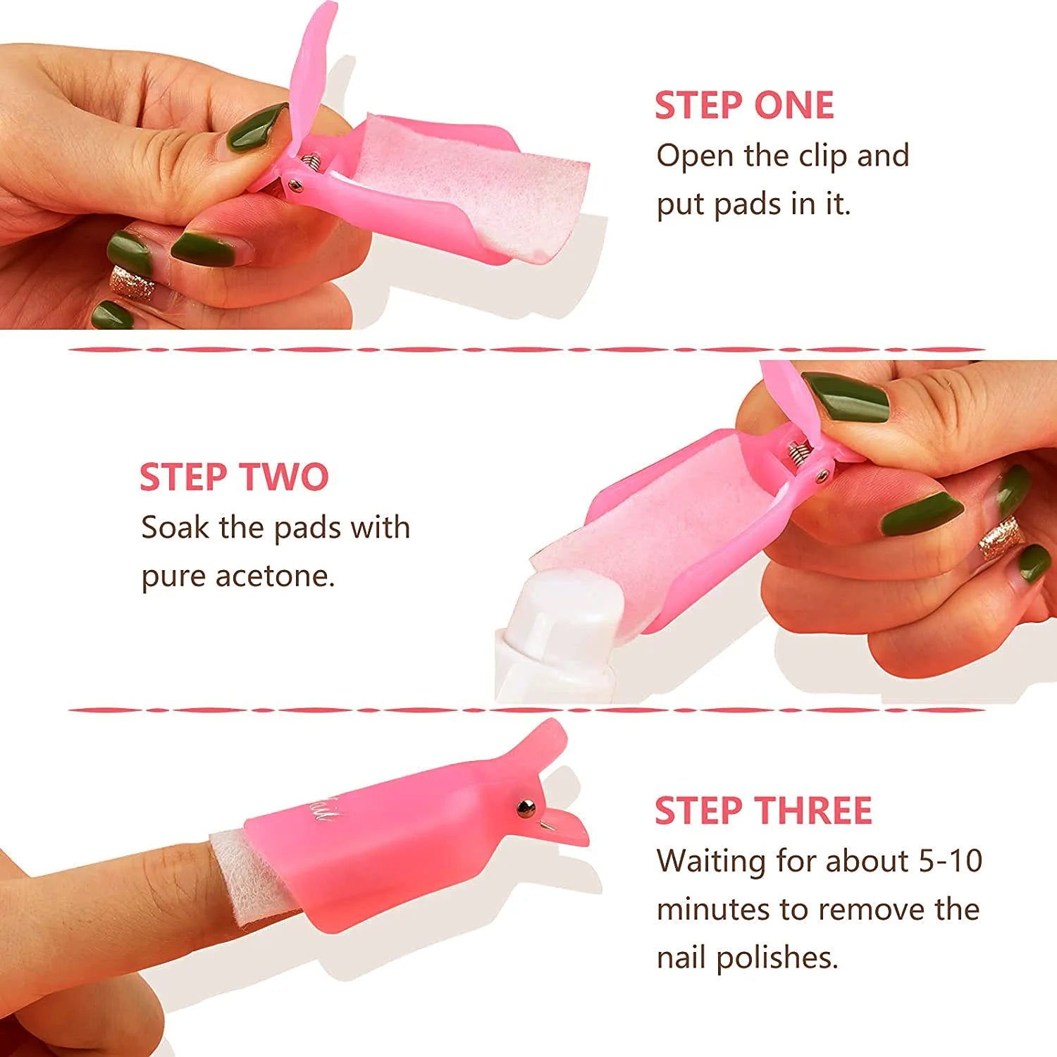 Acrylic Nail Polish Remover Clips, 10 Pieces Reusable Toenail and Finger Gel Nail Polish Remover Clips.