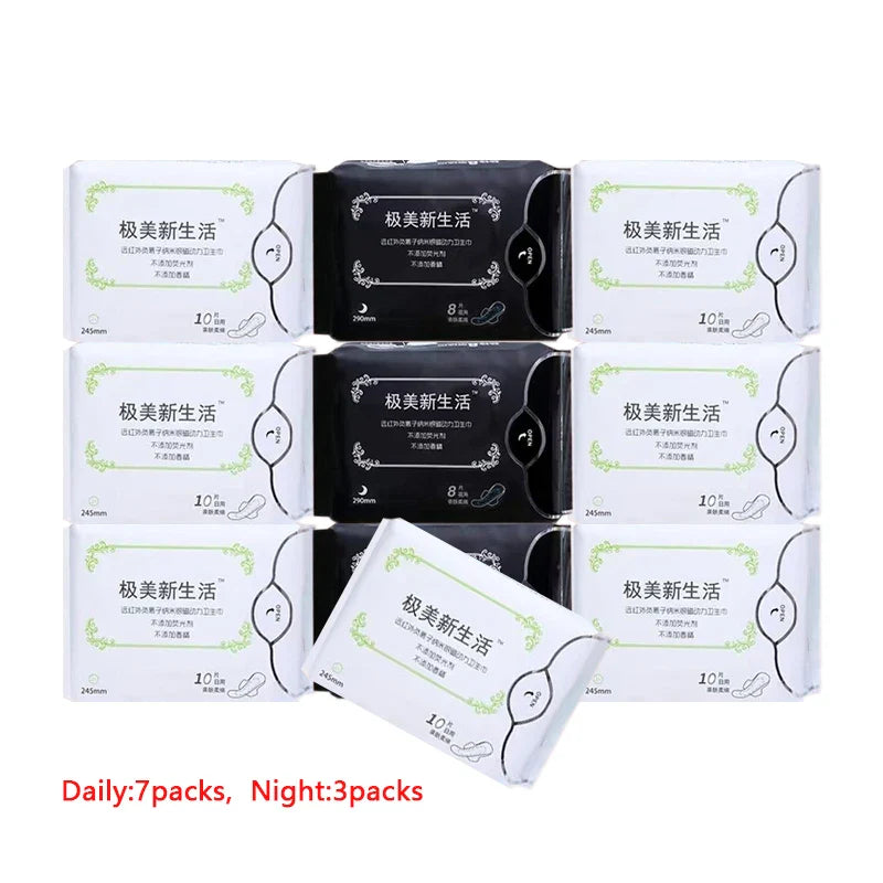10pack=100pcs Anion Santitary Napkin Women Menstrual Pads Feminine Organic Panty Liners Daily Use Health Care Sanitary Towels