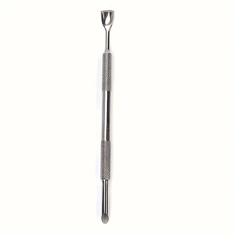 Russian-Style Double-Headed Horseshoe Steel Pusher Stainless Steel Angled Manicure Steel Pusher Pre-Treatment Tool for Removing