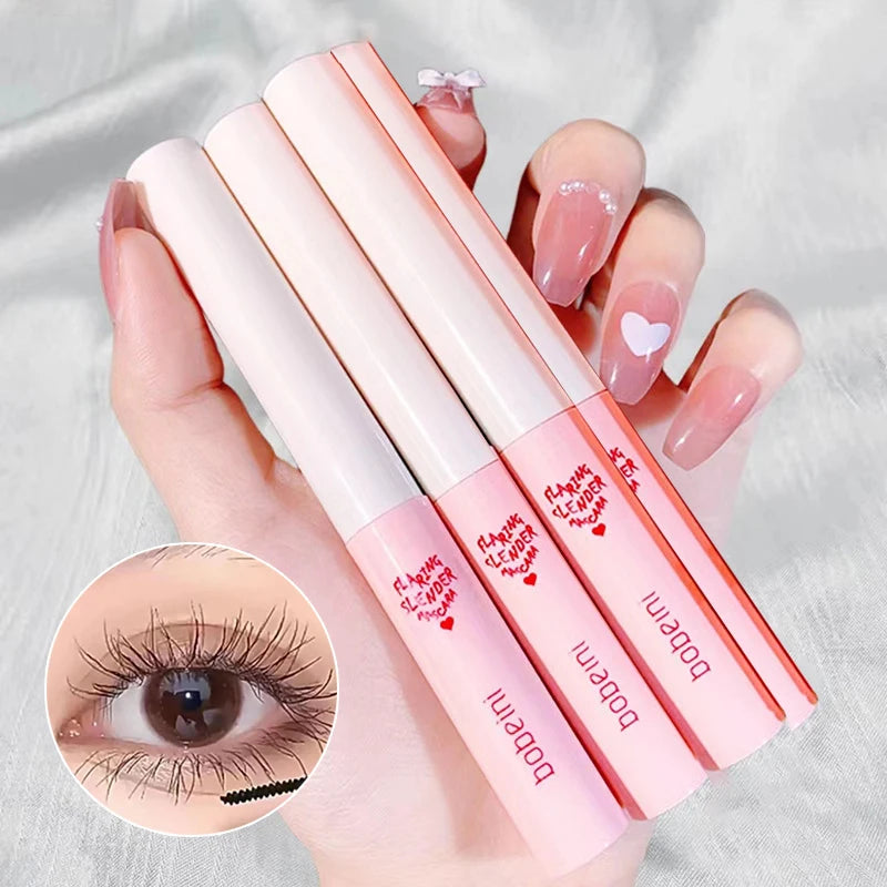 Ultra-Fine Brush Mascara Makeup Silk Fiber Lengthens Eyelashes Waterproof Fast Dry Matte Brown Black Curling Mascara Comestics