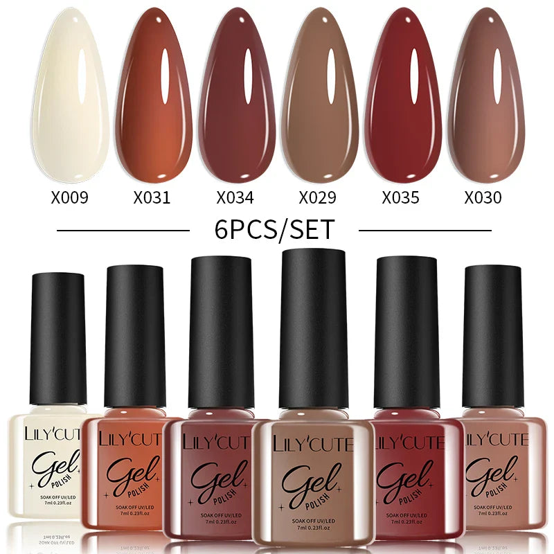 LILYCUTE 6PCs/Set Gel Nail Polish Set Kit Glitter Nail Gel Sequin Vernis Semi Permanent For Manicure Varnish UV LED Nail Art Gel