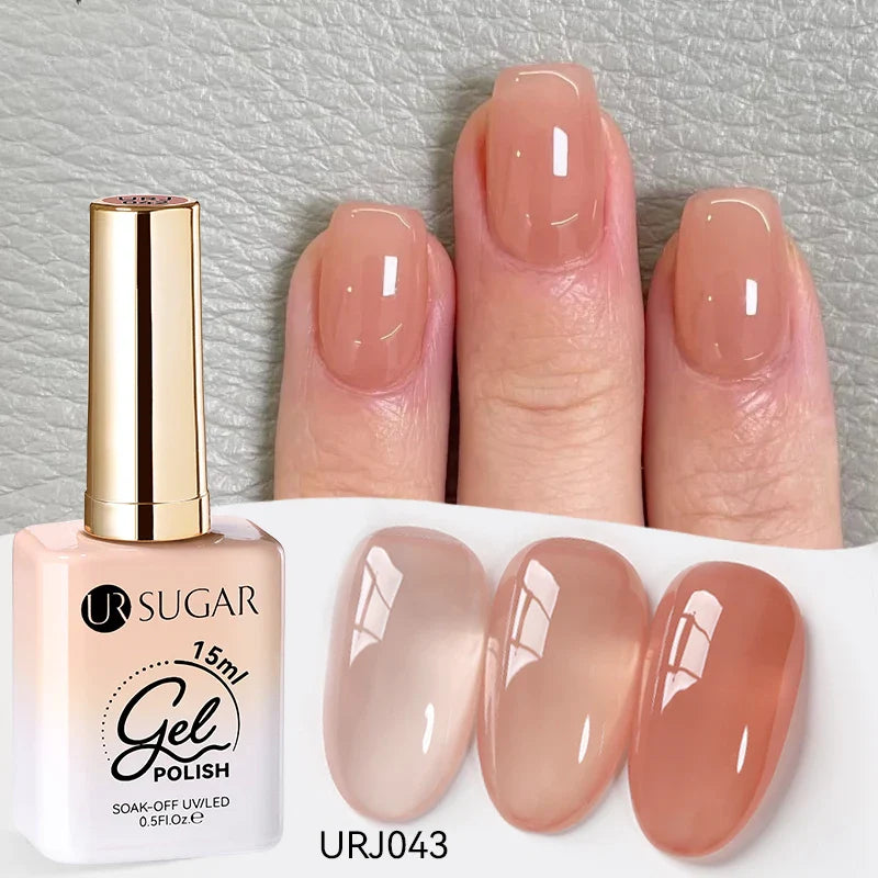 UR SUGAR 15ml Jelly Nude Gel Nail Polish Light Pink Translucent Color Soak Off UV LED Gel Varnish Nail Art DIY Fashion Manicure