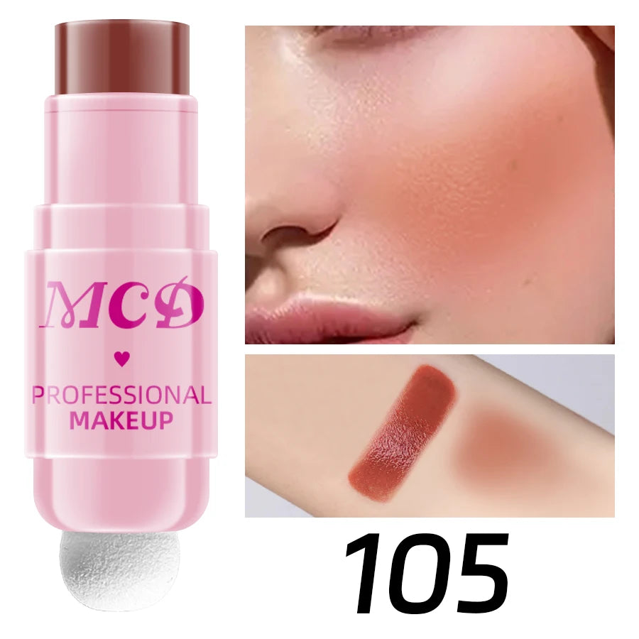 6Colors Makeup Blush Stick Lip Tinted Cooling Water Jelly Tint Jelly Blush Stick Bronzer Cheek and Nose Grooming Matte Blush