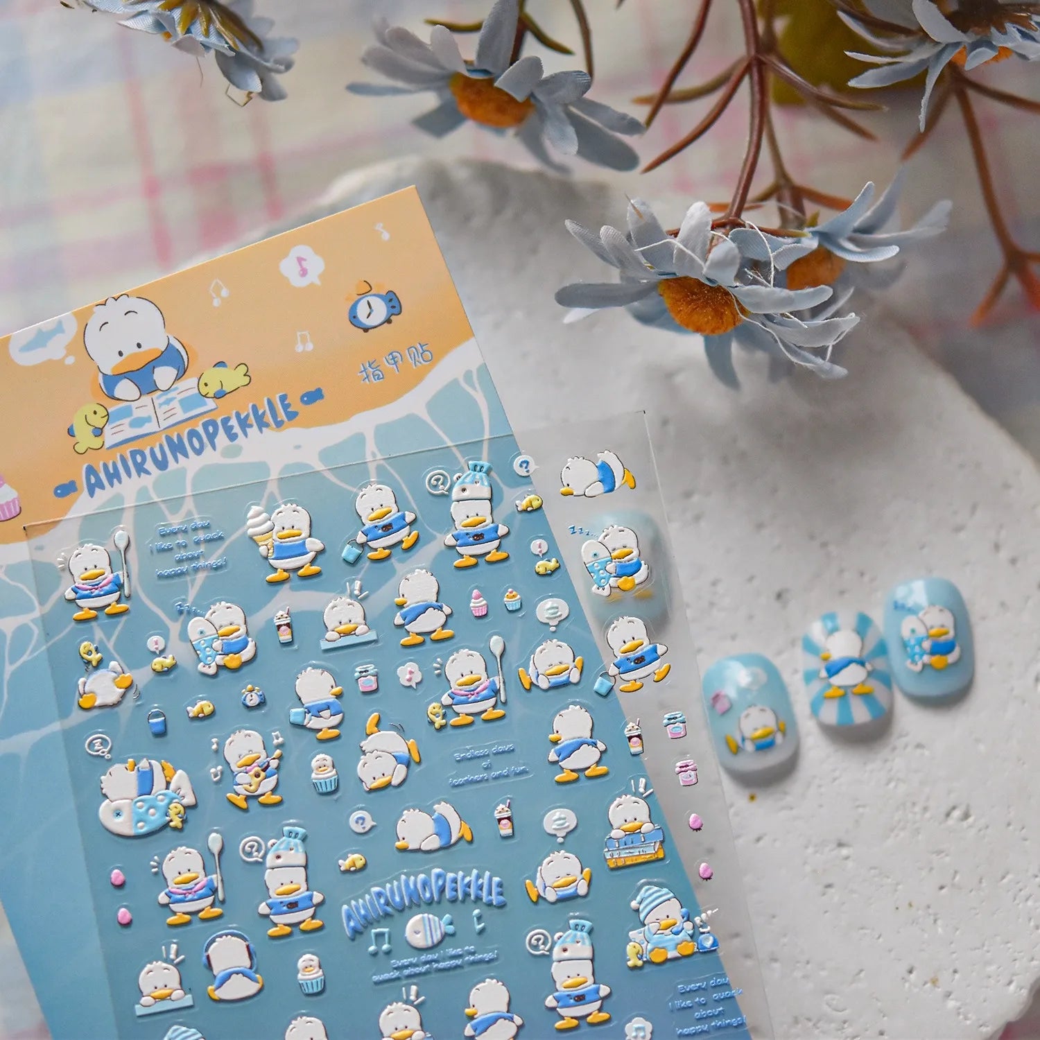 1PCS New Sanrio Family Cartoon 5D Embossed Nail Sticker Cute Hello Kitty Kuromi Pom Pom Purin Decal Nail Decoration