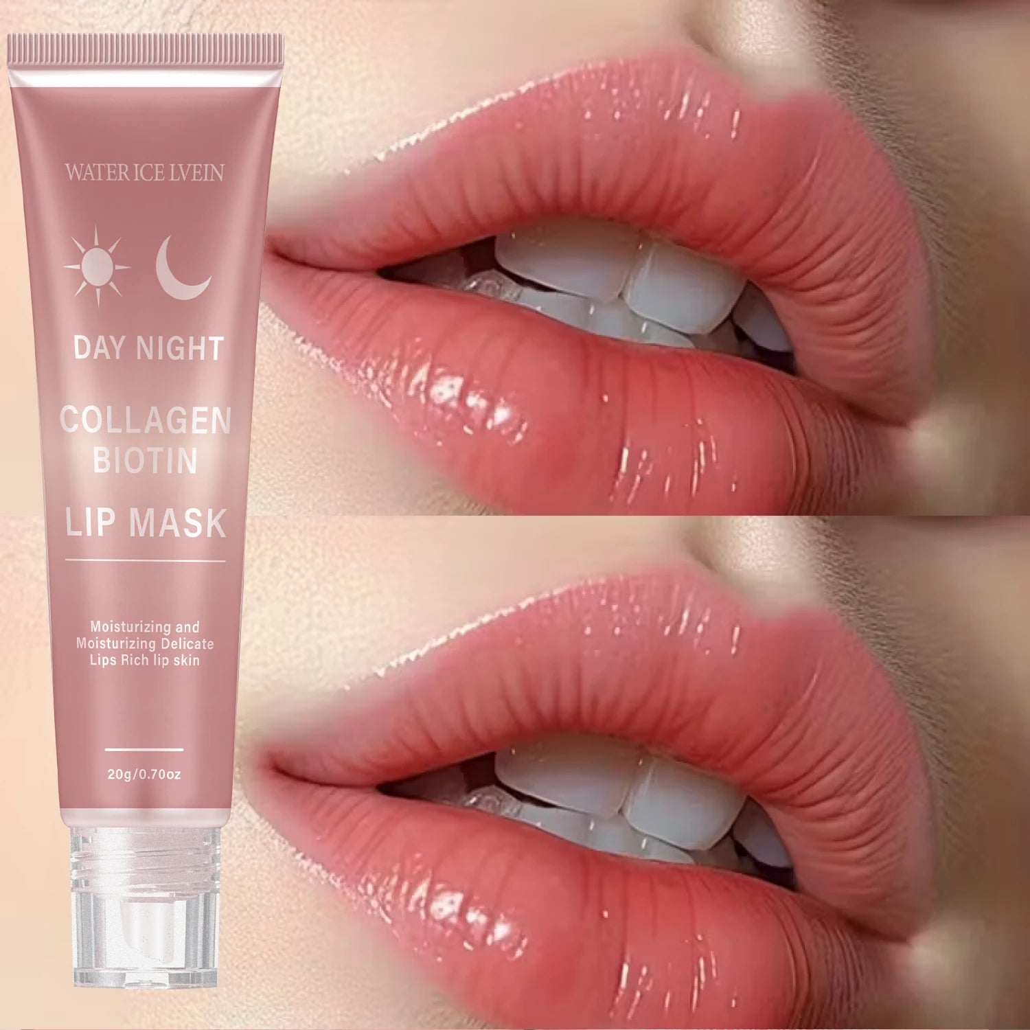 Collagen Biotin Lip Mask 20g with Peptides & Aloe - Moisturizing Nourishing Lip Care, Peel Off Mask