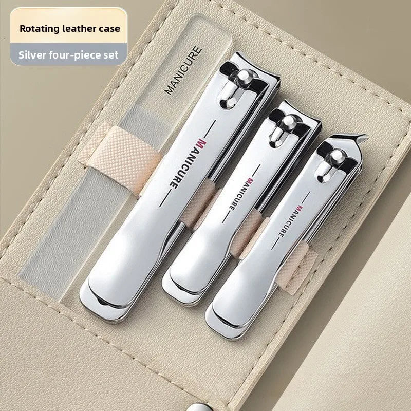 New Nail Clippers with Rotating Leather Bag Professional Trimmer Pedicure Care Tools Manicure Set Home Care Gift
