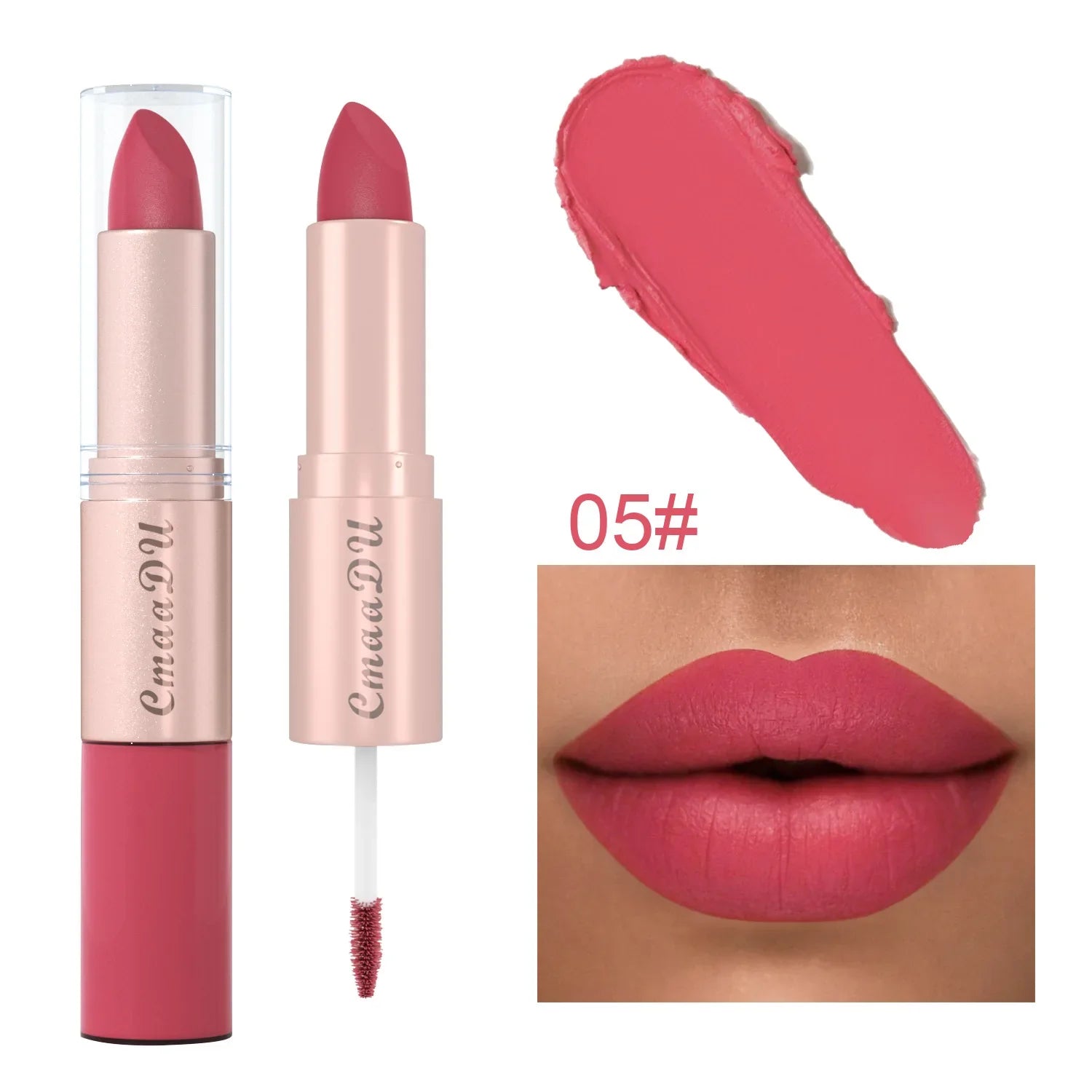 Double Ended Matte Lipstick Waterproof Nude Matte Velvet Glossy Lip Gloss Lip Balm Sexy Red Lip Tint Women Fashion Makeup Gift