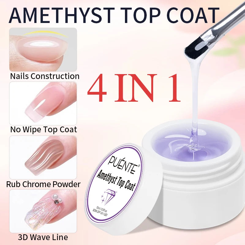 PUENTE 15ML Vitamin E Base Coat Gel Nail Polish For Soft Thin Breaking Nails Strengthen Soak Off UV Gel Varnish For Nail Care